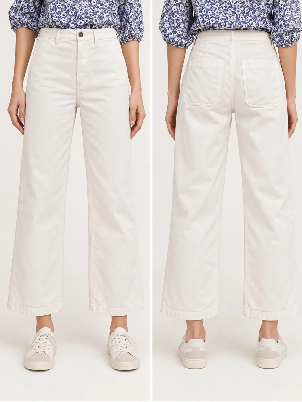J.Crew Slim Wide Leg Cropped Jeans White High Rise Size 30 AL106